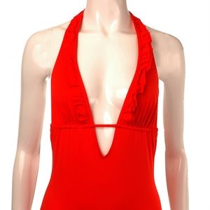 Kathleen Cook St. Barth's Deep V Ruffle One Piece